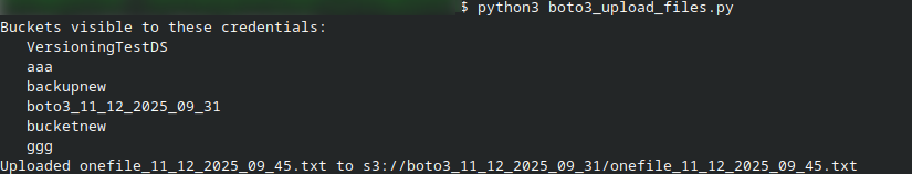 Upload file to S3 bucket using boto3